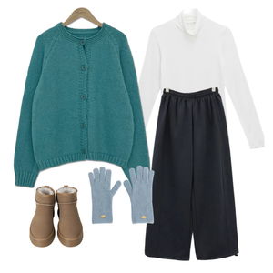 가디건,목폴라,어그부츠,장갑,초겨울,겨울,데일리 코디