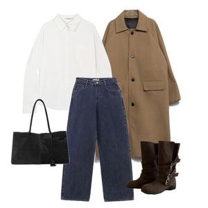 코트,셔츠,데님 코디