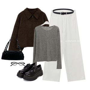 大衣,牛仔褲,長袖上衣 코디