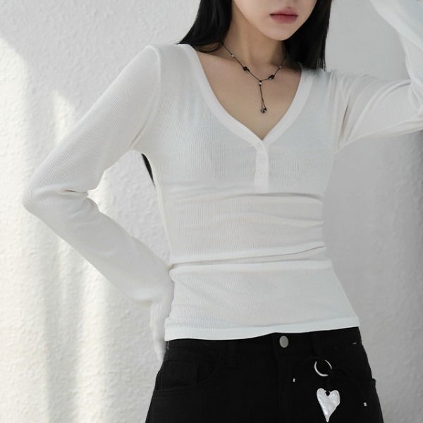 Jura henley neck button up t-shirt