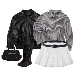 夾克,長袖上衣,裙子 코디