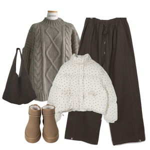 迷你短洋裝,長褲,羽絨外套 코디