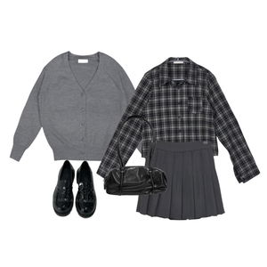 針織外套,襯衫,裙子 코디