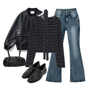 夾克,牛仔褲,針織外套 코디