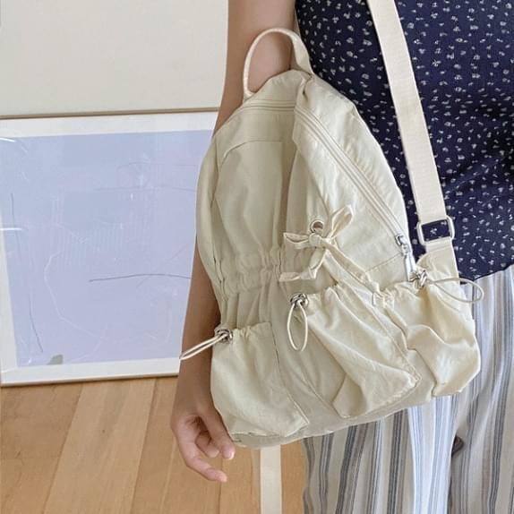 素色束口小型帆布後背包 (當日出貨)