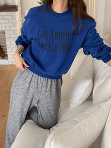 1984復古加絨圓領寬版長袖上衣