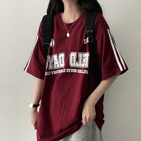 메이 두줄 트랙 박시핏 반팔티 (4color) H&L