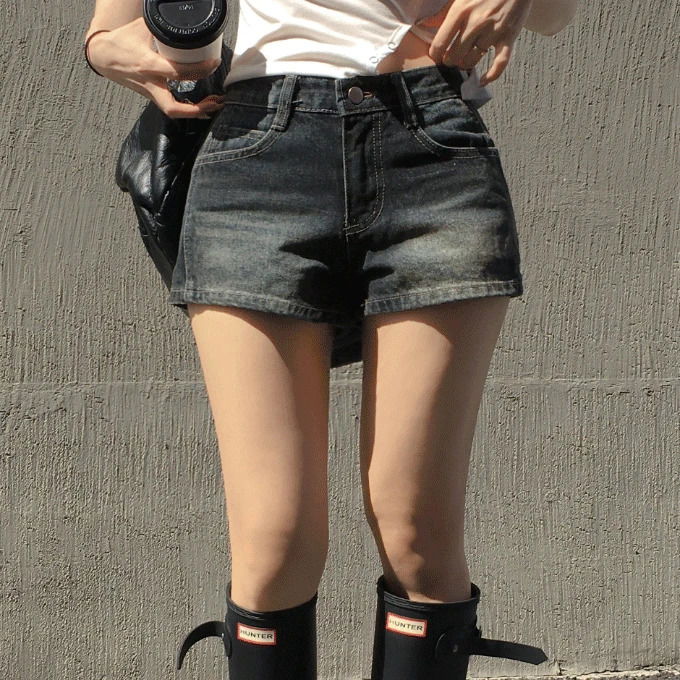 時尚口袋丹寧短褲