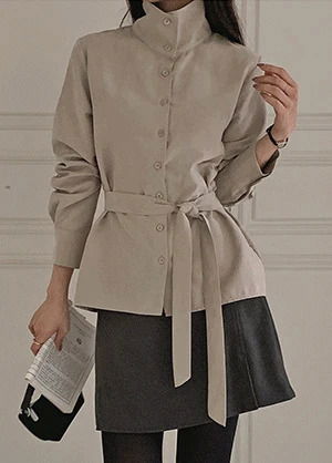 하디브렌 피치기모 하이넥 투웨이 스트랩 셔츠