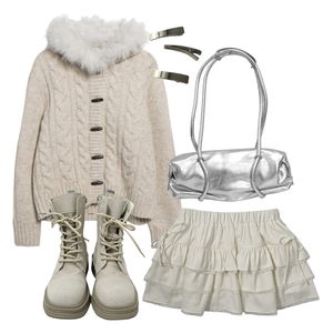 カーディガン/ベスト,スカート,ブーツ 코디