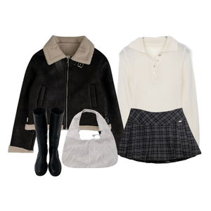 자켓,니트,스커트,부츠,가방,초겨울,가을,20대,데일리,데이트룩 코디