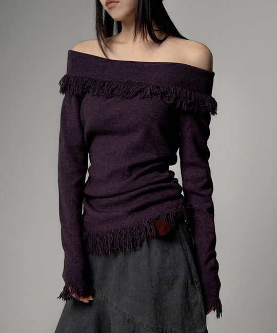Taprap Ethnic Tassel Off-Shoulder Knitwear (Delayed delivery)