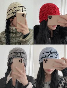 Loopy Velvet String Beanie