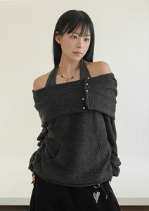 Tongue Off-Shoulder Hoodie