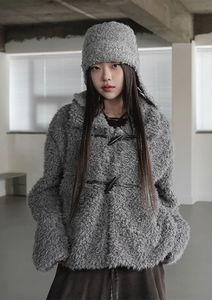 泰迪毛絨炒年糕扣短版夾克