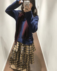 피치 플레드 캉캉 스커트 (2color)