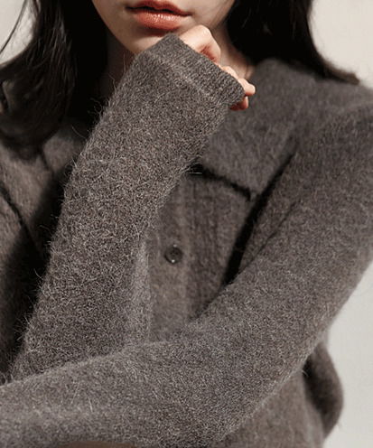 엔다르 도톰 래빗 헤어 크롭 니트 가디건