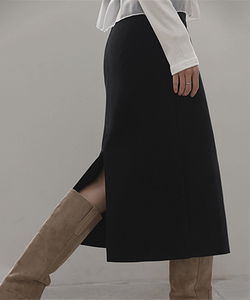 [MADE] 襯裡羊毛標準後開衩長裙