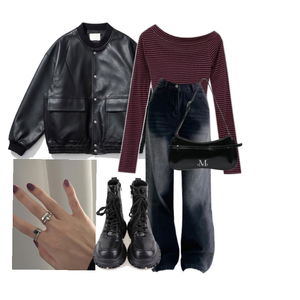 ジャケット,長袖Tシャツ,デニムパンツ 코디