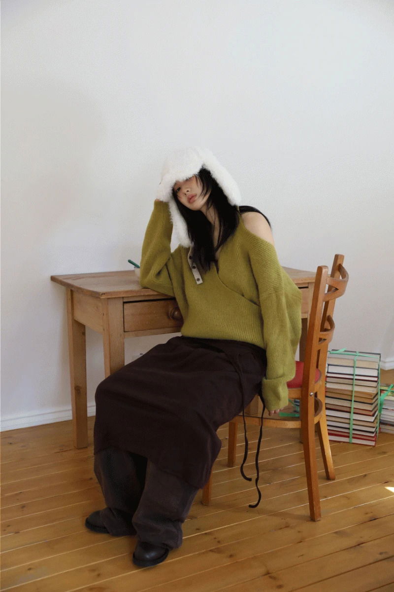 寬鬆連帽開襟針織上衣