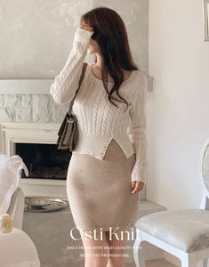 經典麻花編織開襟長版針織外套