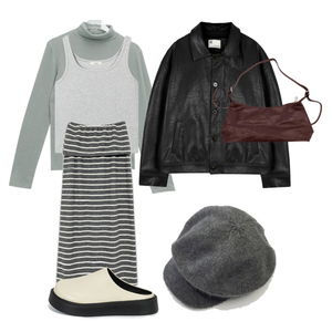 긴팔티,슬리브리스,스커트 코디