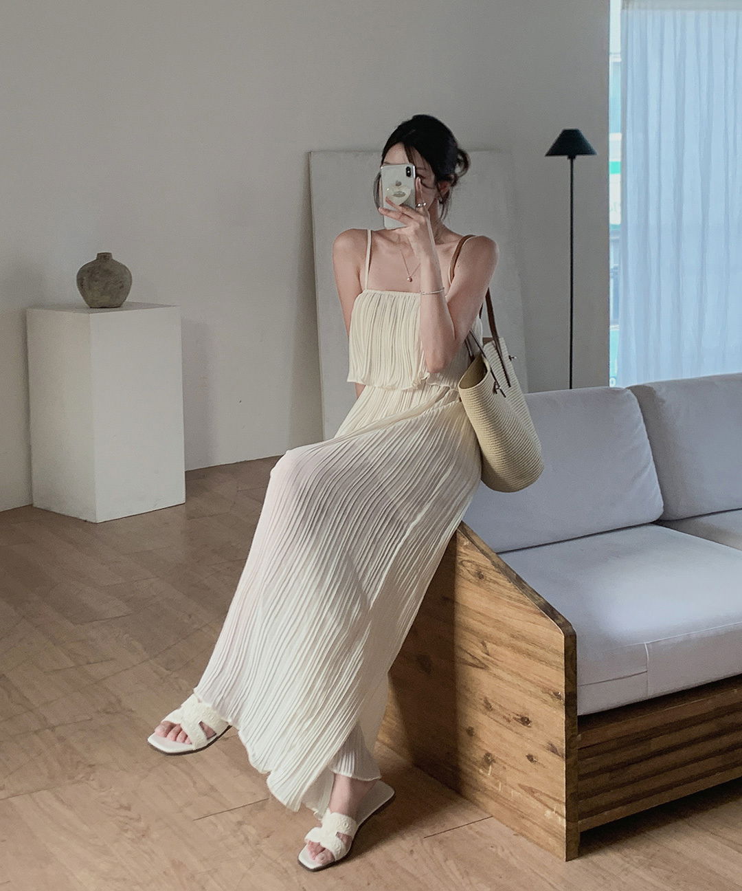 Ellie Summer Pleated Wrinkle Cancan Sleeveless Wide Pants Jumpsuit