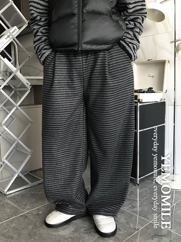 엔초 스트라이프 후리스 팬츠 (밴딩)