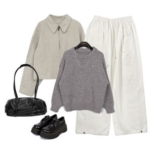 大衣,長褲,針織衫 코디