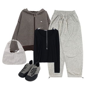 拉鍊外套,長褲,長袖上衣 코디