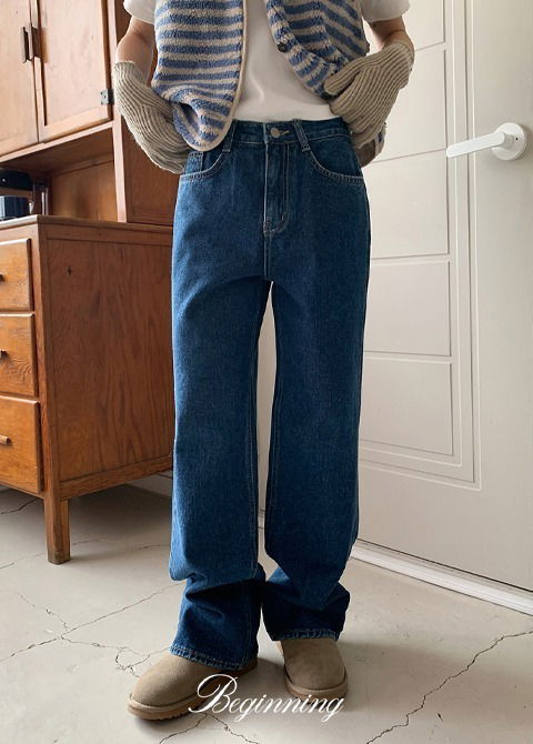 High-Wide Straight Denim Pants (6 Colors) 牛仔裤