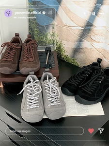 麂皮質感綁帶休閒運動鞋