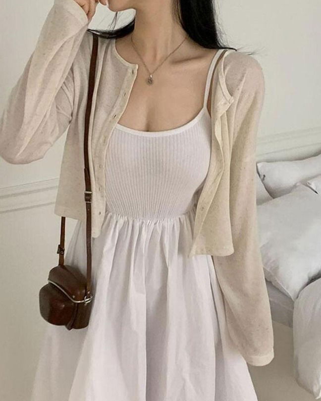 Two-way round linen cardigan^summer cardigan/crop/guest look