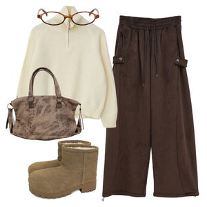 팬츠,니트,부츠 코디