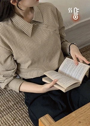 언츠비디 피치기모 배색 스트라이프 언발 셔츠