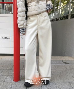 デンジアコーデュロイ起毛スナップボタンワイドパンツ