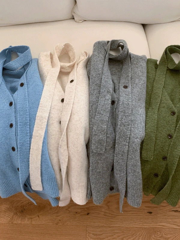 Boli Tie Button V-Neck Wool Cardigan - 4 Colors 开襟衫