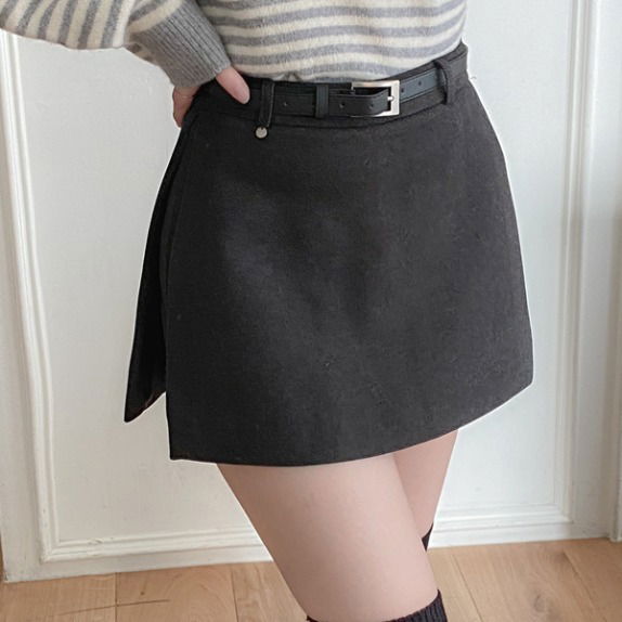 冬季百搭側開岔褲裙