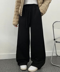 簡約修身基本款加絨直筒運動褲