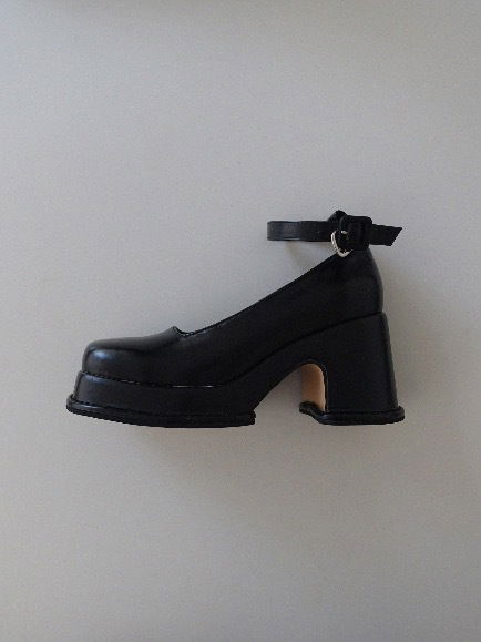 RETRO FLATFORM PUMPS HEEL (FLOWER, BLACK 2COLORS)