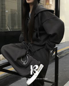 字母印花加絨運動長褲(非套裝)