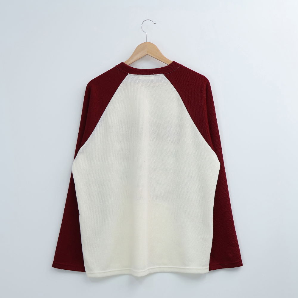긴팔 티셔츠 버건디 색상 이미지-S1L16