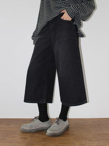 CROP WIDE DENIM PANTS