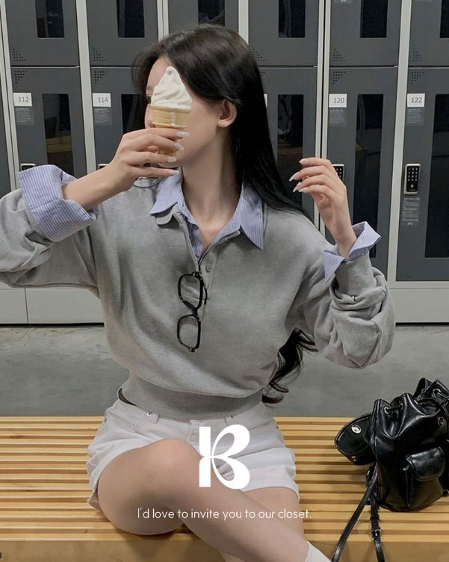 アーモンド、カラークロップドスウェット