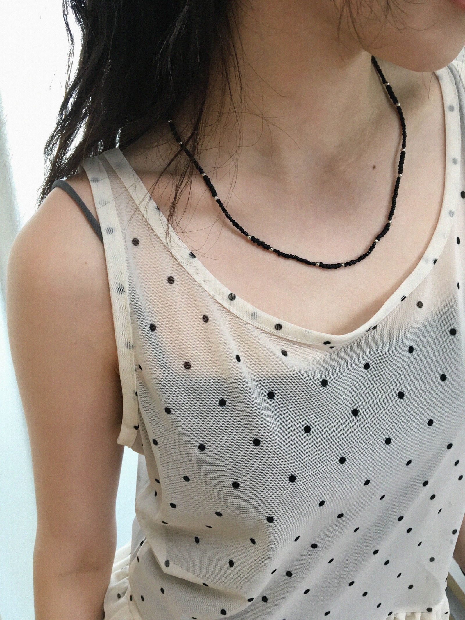 cool black beads necklace