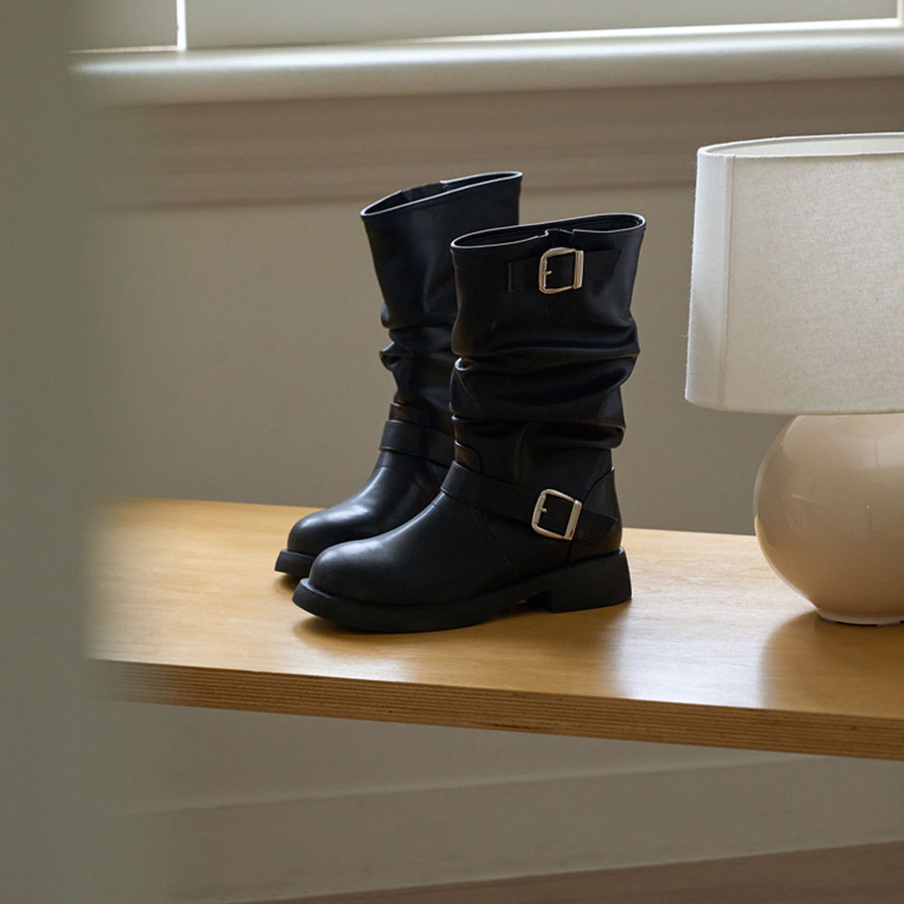 Friesen Cowhide Buckle Mid Boots