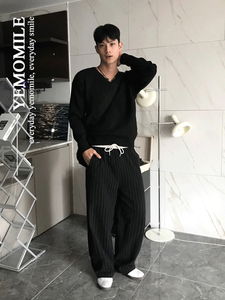 Board stripe color block wide pants