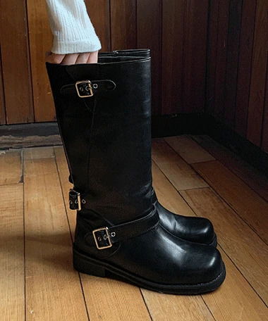 Build-up two-way buckle long boots