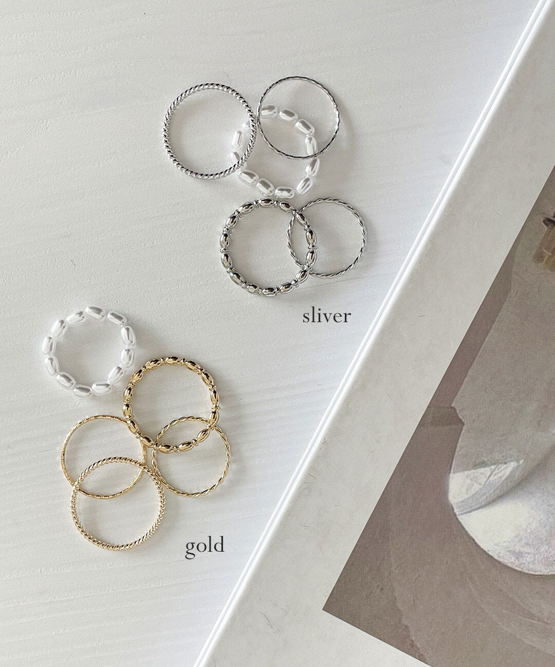 로아쥬 진주 레이어드 5SET 멀티링