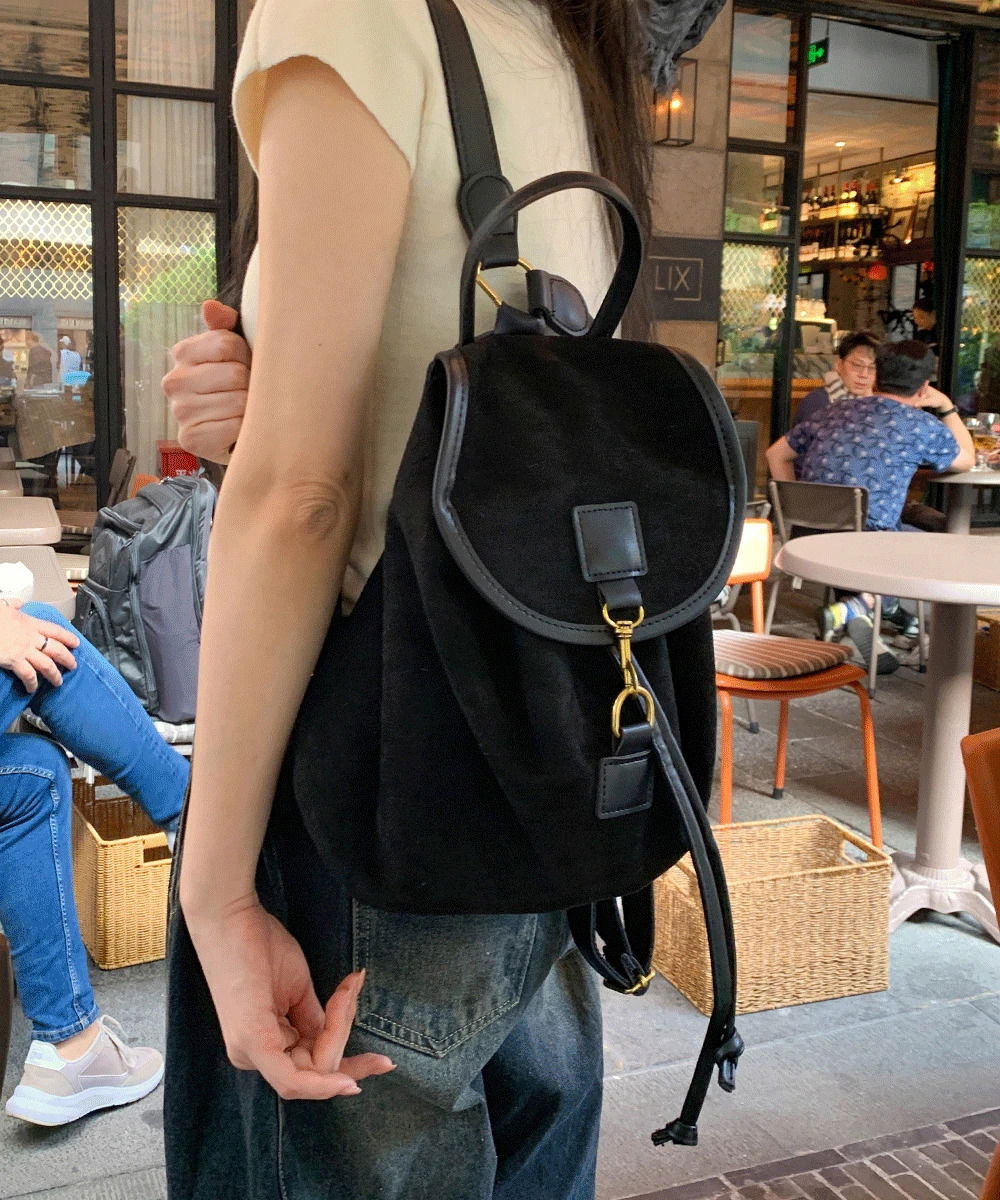 絨面抽繩後背包 中型